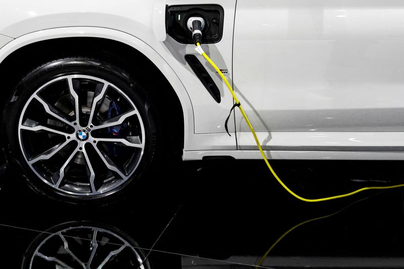 &copy; Reuters. FILE PHOTO: A BMW M plug-in hybrid electric vehicle is seen during the media day of the 41st Bangkok International Motor Show after the Thai government eased measures to prevent the spread of the coronavirus disease (COVID-19) in Bangkok, Thailand July 14