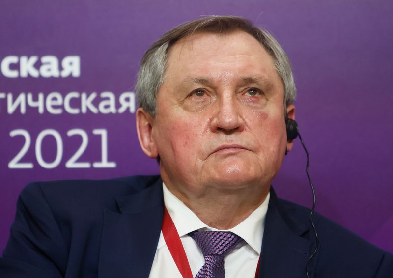 &copy; Reuters. FILE PHOTO - Russian Energy Minister Nikolay Shulginov attends a session of the Russian Energy Week International Forum in Moscow, Russia October 14, 2021. REUTERS/Maxim Shemetov