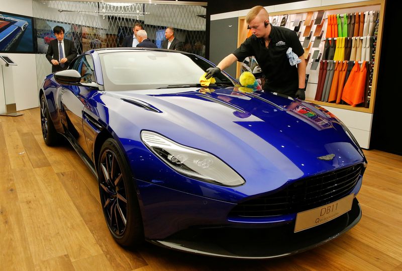 © Reuters. FILE PHOTO: An Aston Martin DB11 car is seen during the 87th International Motor Show at Palexpo in Geneva, Switzerland, March 8, 2017. REUTERS/Arnd Wiegmann