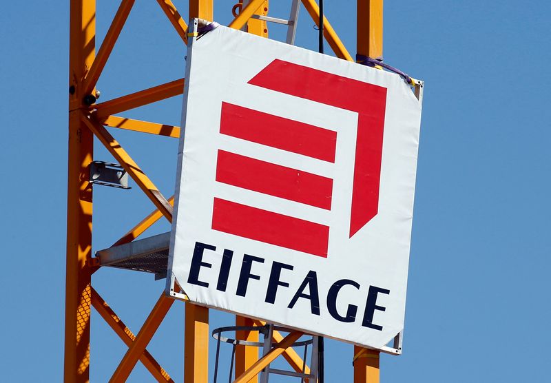 &copy; Reuters. FILE PHOTO: The logo of French construction group Eiffage is seen at a construction site in Cannes, France May 14, 2019. REUTERS/Regis Duvignau