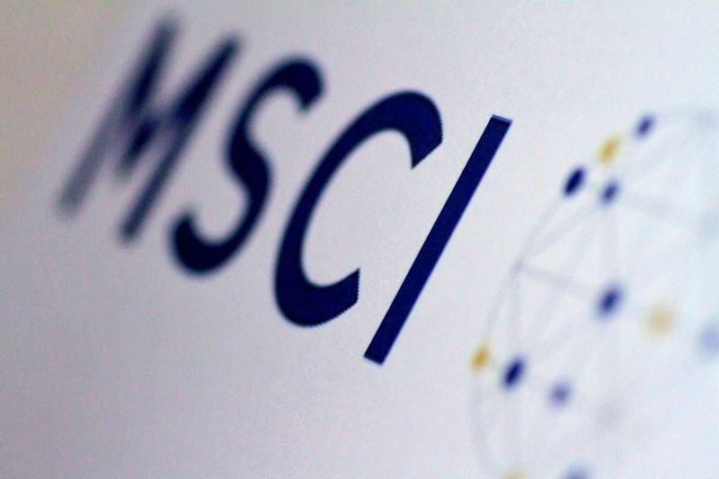 &copy; Reuters. FILE PHOTO: The MSCI logo is seen in this June 20, 2017 illustration photo. REUTERS/Thomas White/Illustration