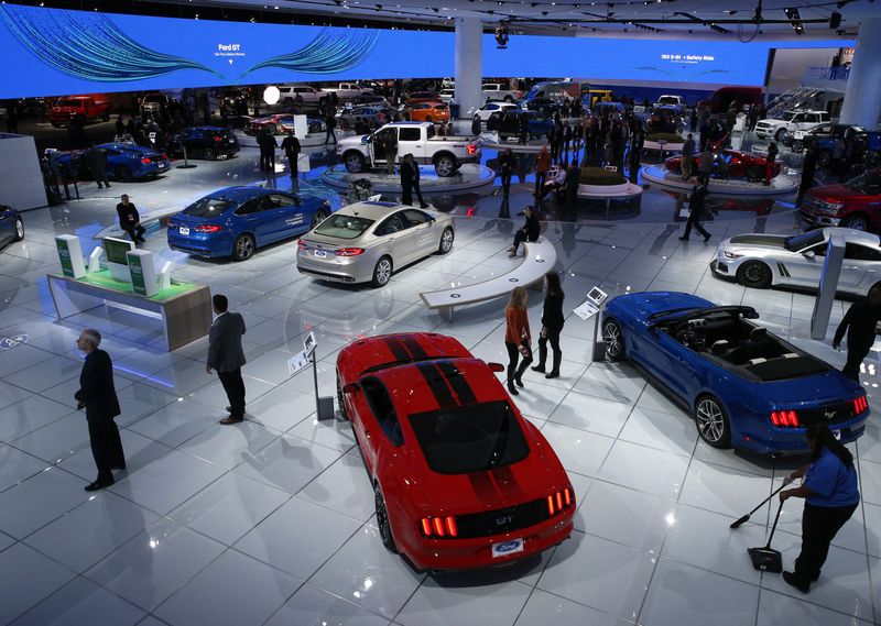 &copy; Reuters. FILE PHOTO -The Ford presentation area is seen during the North American International Auto Show in Detroit, Michigan, U.S., January 10, 2017. REUTERS/Brendan McDermid