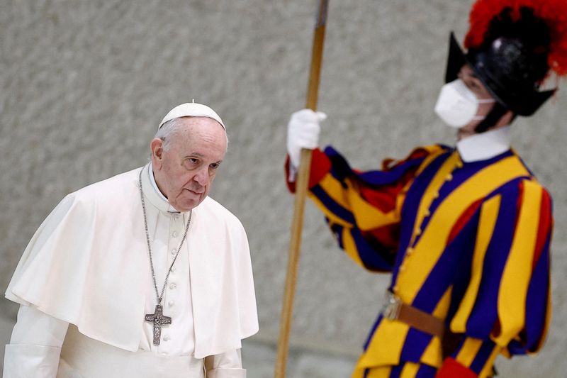 &copy; Reuters. Papa Francisco durante audiência semanal no Vaticano
23/02/2022 REUTERS/Guglielmo Mangiapane