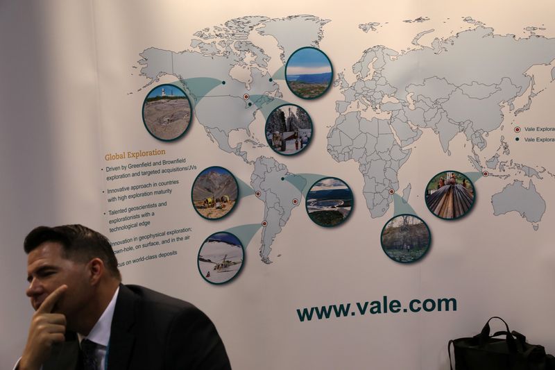 &copy; Reuters. FILE PHOTO -A map of operations is displayed at the booth of Brazilian mining company Vale SA at the Prospectors and Developers Association of Canada (PDAC) annual conference in Toronto, Ontario, Canada March 1, 2020.  REUTERS/Chris Helgren