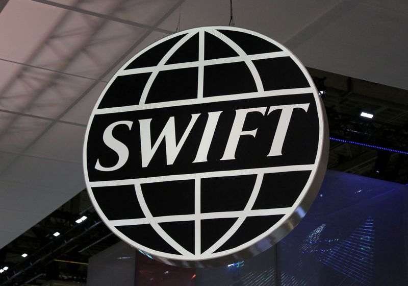 &copy; Reuters. Logo de sistema interbancário Swift visto em conferência em Toronto, Canadá
19/10/2017
REUTERS/Chris Helgren