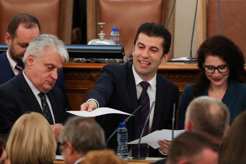 &copy; Reuters. FILE PHOTO: Bulgaria's newly elected prime minister, Kiril Petkov, attends a session of the parliament in Sofia, Bulgaria, December 13, 2021. REUTERS/Spasiyana Sergieva