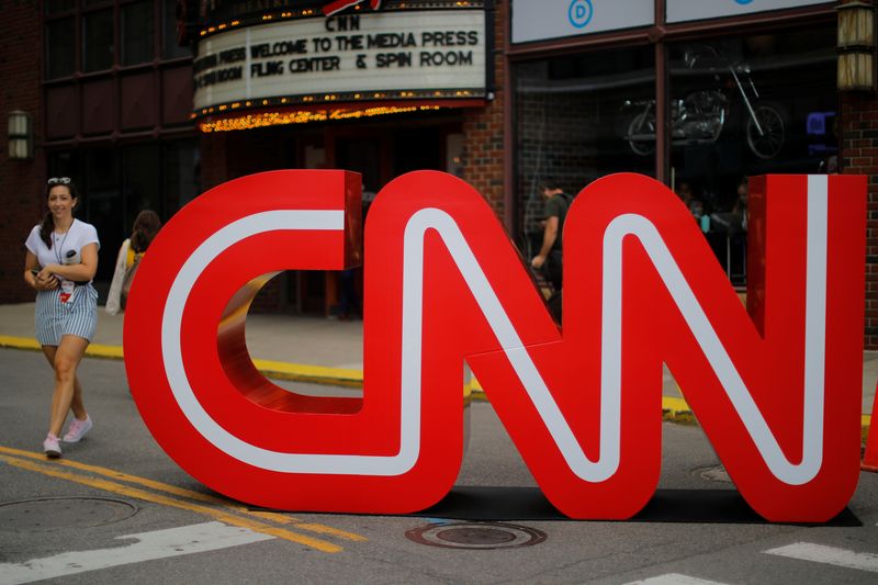 &copy; Reuters. FILE PHOTO: The CNN logo stands outside the venue of the second Democratic 2020 U.S. presidential candidates debate, in the Fox Theater in Detroit, Michigan, U.S., July 30, 2019.    REUTERS/Brian Snyder