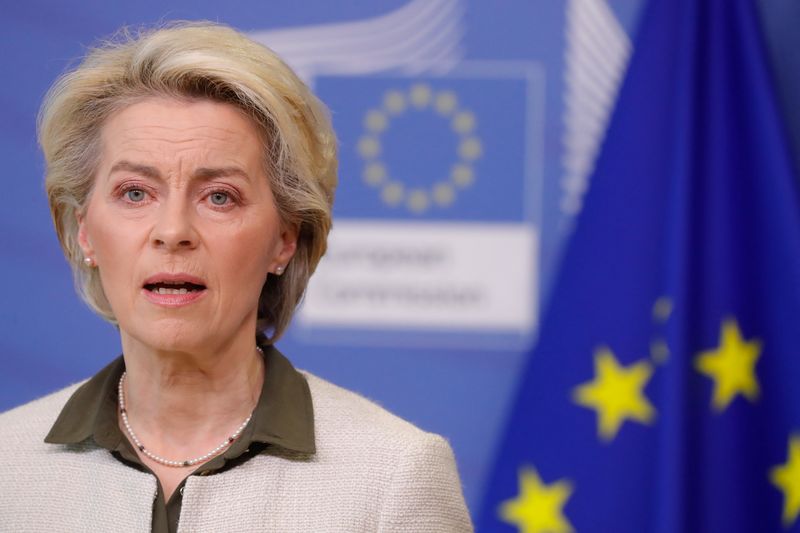 &copy; Reuters. La présidente de la Commission européenne Ursula von der Leyen a exprimé un soutien sans équivoque à l'adhésion de l'Ukraine à l'Union européenne, qualifiant le pays - qui combat actuellement une invasion russe de son territoire - de "l'un des nô