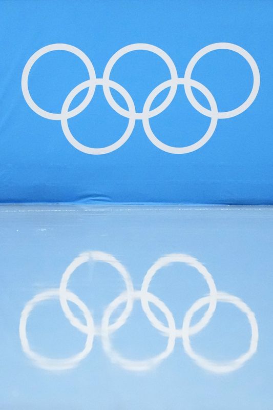 &copy; Reuters. شعار اللجنة الأوليمبية في بكين في العاشر من فبراير شباط 2022. صورة لرويترز من (يو إس إيه توداي سبورتس).