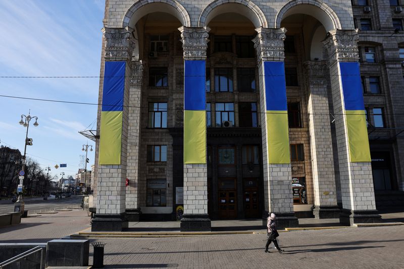 &copy; Reuters. وسط العاصمة الأوكرانية كييف في 28 فبراير شباط 2022. رويترز