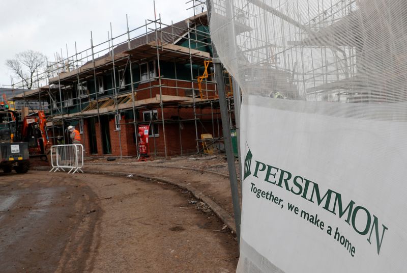 &copy; Reuters. FILE PHOTO: Builders construct modular Space4 homes on a Persimmon development in Coventry, February 22, 2017. To match Insight BRITAIN-EU/CONSTRUCTION REUTERS/Darren Staples