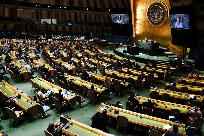 &copy; Reuters. L'Assemblée générale des Nations unies s'apprête mercredi à réprimander la Russie pour son invasion de l'Ukraine et à exiger de Moscou l'arrêt des combats et le retrait des forces militaires, une démarche qui cherche à isoler diplomatiquement le