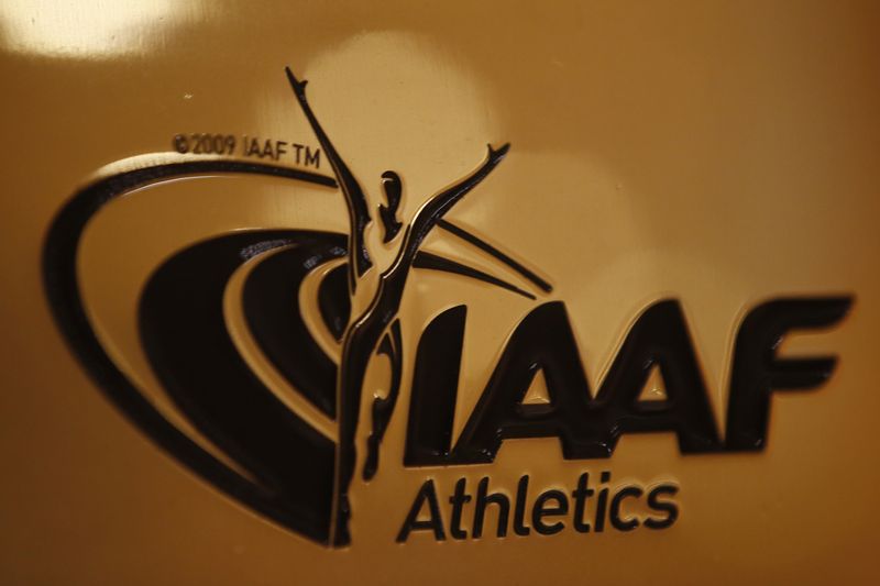 &copy; Reuters. FOTO DE ARCHIVO: Logotipo en la sede de la Asociación Internacional de Federaciones de Atletismo (IAAF) en Mónaco, 14 de enero de 2016. REUTERS/Eric Gaillard/File Photo