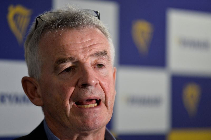 &copy; Reuters. FILE PHOTO: Ryanair Chief Executive Michael O'Leary speaks during the airline's annual general meeting in Dublin, Ireland September 16, 2021. REUTERS/Clodagh Kilcoyne