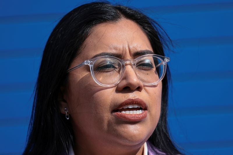 &copy; Reuters. FILE PHOTO: Congressional candidate Jessica Cisneros speaks to the media before the "Get Out the Vote Rally" in San Antonio, Texas, U.S., February 12, 2022. REUTERS/Jordan Vonderhaar