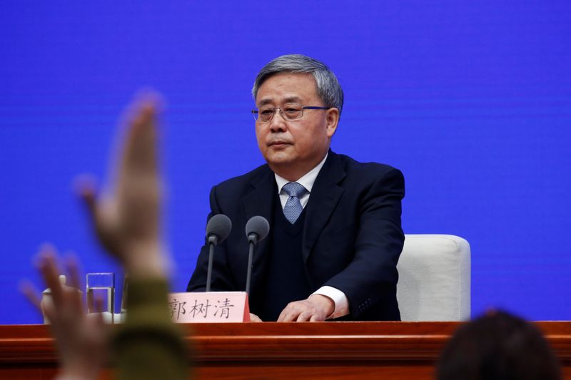 © Reuters. Guo Shuqing, presidente da Comissão Reguladora de Bancos e Seguros da China
02/03/2021
REUTERS/Tingshu Wang