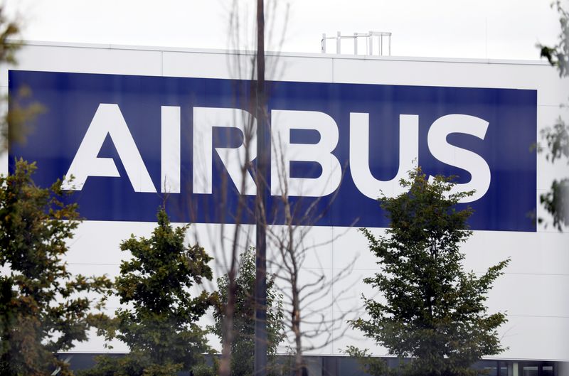 &copy; Reuters. FILE PHOTO: The logo of Airbus is seen at Airbus Helicopters facility in Dugny, near Paris, France, July 1, 2020. REUTERS/Charles Platiau