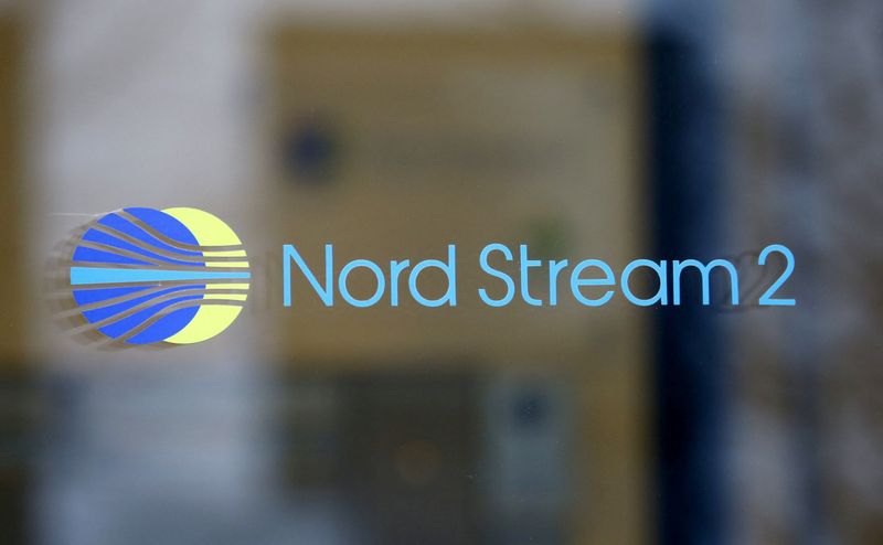&copy; Reuters. FILE PHOTO: The logo of Nord Stream 2 AG is seen at an office building in Zug, Switzerland March 1, 2022. REUTERS/Arnd Wiegmann