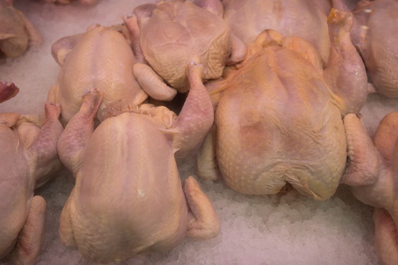 © Reuters. Frango exposto em comércio na Filadélfia, EUA. 
19/02/2022  
REUTERS/Hannah Beier