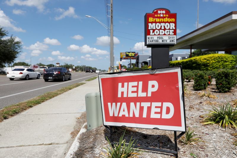 &copy; Reuters. A Brandon Motor Lodge displays a "Help Wanted" sign in Brandon, Florida, U.S., June 1, 2021.  REUTERS/Octavio Jones