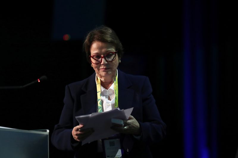 &copy; Reuters. Brazil's Agriculture Minister Tereza Cristina Dias attends the Brazil Investment Forum in Sao Paulo, Brazil October 10, 2019. REUTERS/Amanda Perobelli