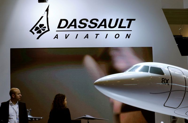 &copy; Reuters. FILE PHOTO: A Dassault Aviation logo is pictured on the company booth during the European Business Aviation Convention & Exhibition (EBACE) at Cointrin airport in Geneva, Switzerland, May 24, 2016.  REUTERS/Denis Balibouse   GLOBAL BUSINESS WEEK AHEAD  SE