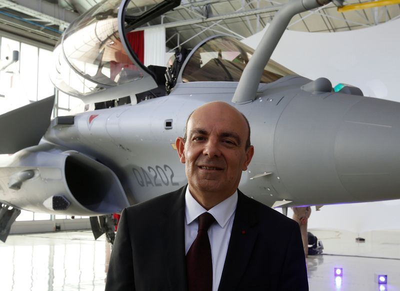 &copy; Reuters. Eric Trappier, Chairman and CEO of Dassault Aviation, poses at the factory of French aircraft manufacturer Dassault Aviation in Merignac near Bordeaux, France, February 6, 2019.  REUTERS/Regis Duvignau