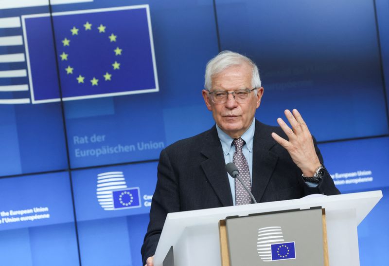 &copy; Reuters. Alto representante da União Europeia para Assuntos Internacionais, Josep Borrell, durante entrevista coletiva em Bruxelas
28/02/2022 REUTERS/Yves Herman