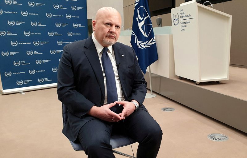 &copy; Reuters. FILE PHOTO: International Criminal Court (ICC) Prosecutor Karim Khan poses during an interview with Reuters at the ICC in The Hague, Netherlands, March 3, 2022. REUTERS/Christian Levaux/File Photo