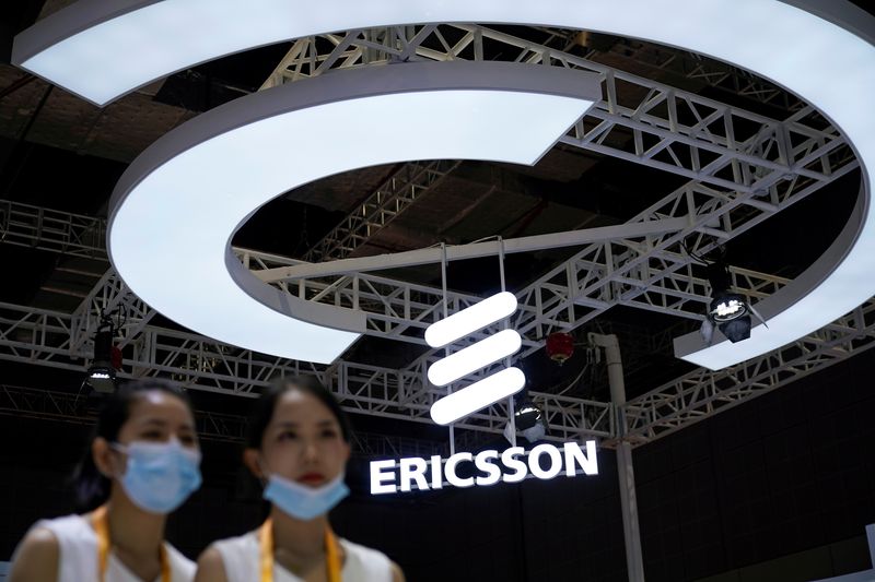 &copy; Reuters. An Ericsson sign is seen at the third China International Import Expo (CIIE) in Shanghai, China November 5, 2020. REUTERS/Aly Song