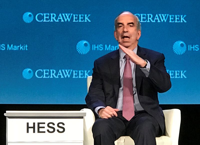 &copy; Reuters. FILE PHOTO: John Hess, chief executive officer of Hess Corporation, speaks at the annual CERAWeek energy conference in Houston, Texas, U.S., March 5, 2018. REUTERS/Maria Caspani