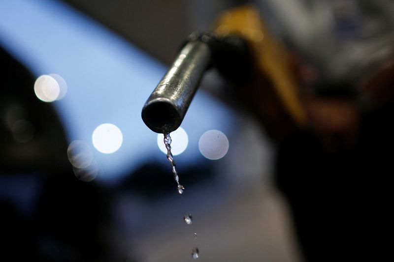 &copy; Reuters. Gasoline drips from the nozzle of a fuel pump at a Brazilian oil company Petrobras gas station in Brasilia, Brazil March 7, 2022. REUTERS/Adriano Machado