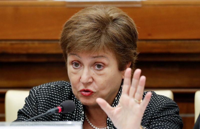 &copy; Reuters. FILE PHOTO: IMF Managing Director Kristalina Georgieva speaks during a conference hosted by the Vatican on economic solidarity, at the Vatican, February 5, 2020. REUTERS/Remo Casilli/File Photo