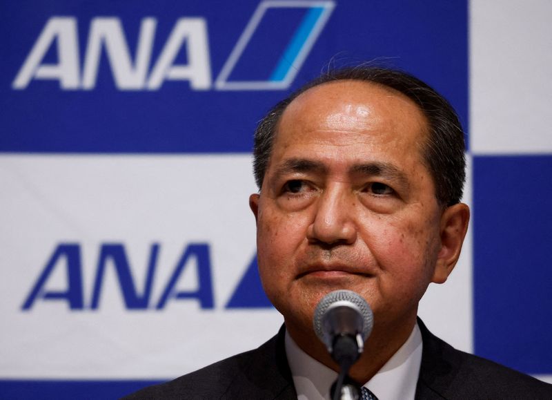 &copy; Reuters. FILE PHOTO: All Nippon Airways (ANA) Holdings Inc. next President and CEO Koji Shibata attends a news conference in Tokyo, Japan February 10, 2022. REUTERS/Issei Kato