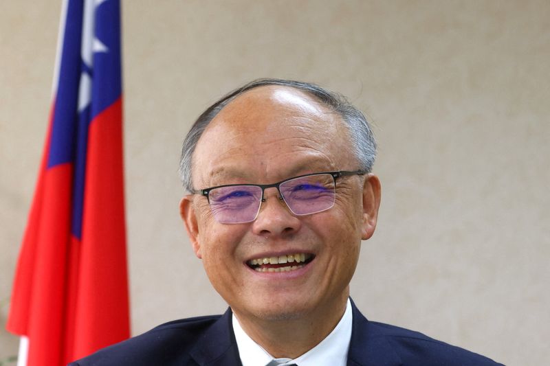 &copy; Reuters. FILE PHOTO: Taiwan's chief trade negotiator John Deng speaks to the media in Taipei, Taiwan, January 22, 2021. REUTERS/Ann Wang