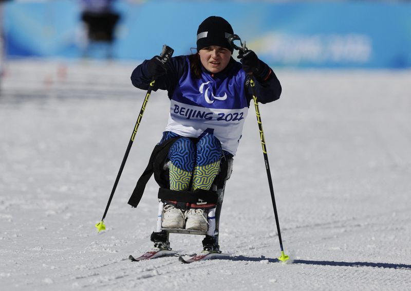 &copy; Reuters. Biatleta ucraniana Anastasiia Laletina durante prova nos Jogos Paralímpicos de Pequim
05/03/2022
REUTERS/Issei Kato