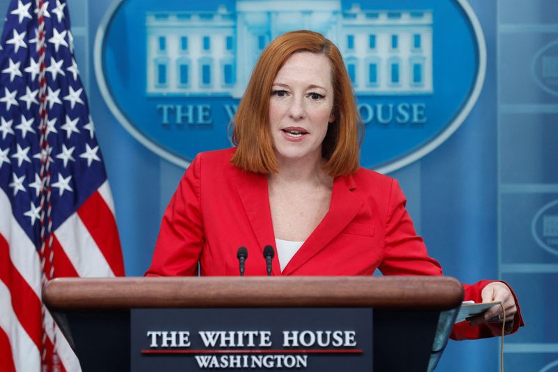 &copy; Reuters. U.S. White House Press Secretary Jen Psaki holds the daily press briefing at the White House in Washington, U.S. March 7, 2022.  REUTERS/Jonathan Ernst