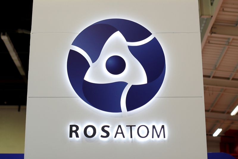 &copy; Reuters. The logo of Russian state nuclear monopoly Rosatom is pictured at the World Nuclear Exhibition 2014, the trade fair event for the global nuclear energy sector, in Le Bourget, near Paris, France, October 14, 2014. REUTERS/Benoit Tessier/File Photo
