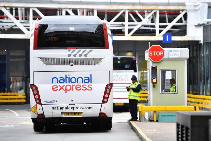 &copy; Reuters. FILE PHOTO: National Express coaches are seen at Victoria station, as the spread of the coronavirus disease (COVID-19) continues, London, Britain, April 2, 2020. REUTERS/Dylan Martinez