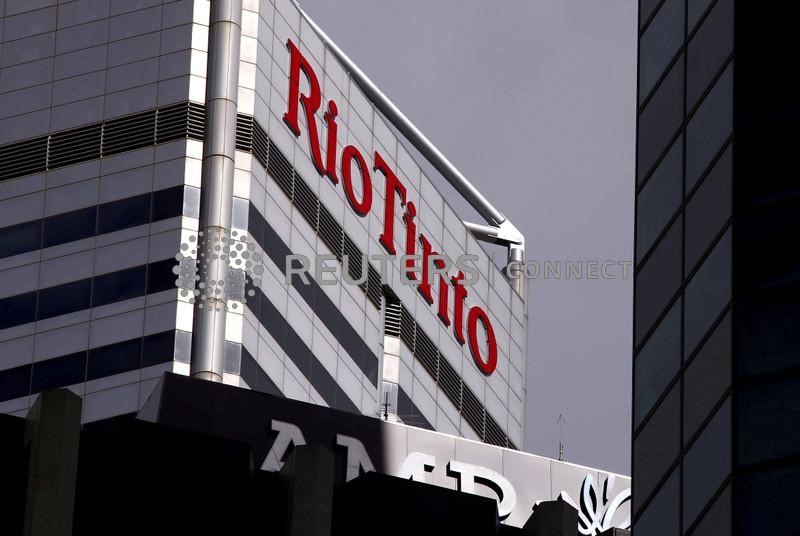 &copy; Reuters. FILE PHOTO: A sign adorns the building where mining company Rio Tinto has their office in Perth, Western Australia, November 19, 2015.   REUTERS/David Gray/File Photo