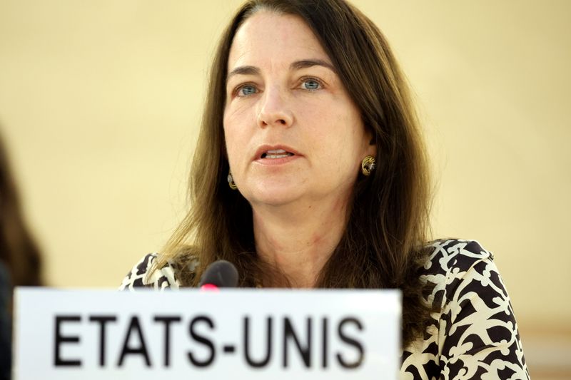 &copy; Reuters. شيبا كروكر السفيرة الأمريكية لدى الأمم المتحدة في جنيف في الرابع من مارس آذار 2022. تصوير: دينيس باليبوس - رويترز