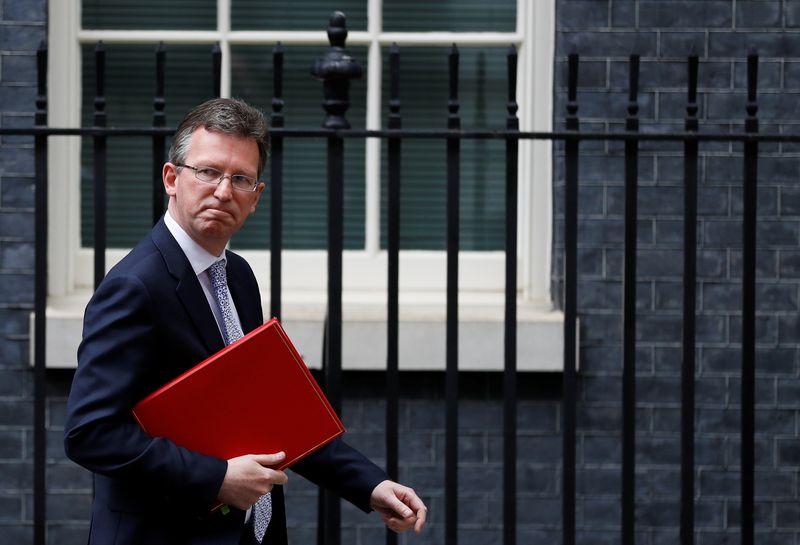 &copy; Reuters. FILE PHOTO: Britain's Secretary of State for Digital, Culture, Media and Sport Jeremy Wright leaves Downing Street in London, Britain June 11, 2019. REUTERS/Peter Nicholls