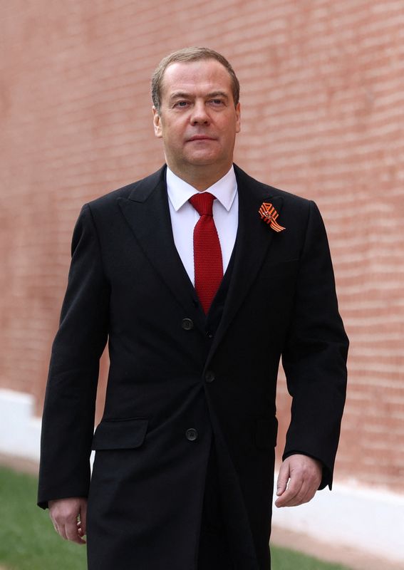 &copy; Reuters. دميتري ميدفيديف نائب رئيس مجلس الأمن الروسي في موسكو يوم التاسع من مايو ايار 2022. صورة من سبوتنيك. 