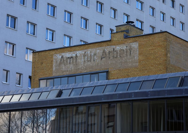 &copy; Reuters. FILE PHOTO: The Employment Office "Amt fuer Arbeit" designed by Bauhaus architect Walter Gropius, one of UNESCO world heritage sites of the eastern German city of Dessau, is pictured in Dessau, Germany, March 5, 2022. REUTERS/Wolfgang Rattay