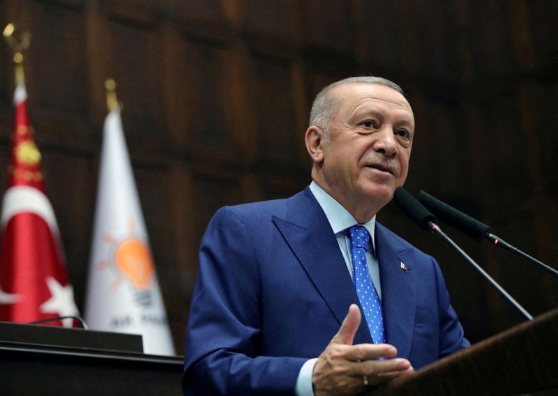 &copy; Reuters. الرئيس التركي رجب طيب أردوغان يتحدث في أنقرة يوم 18 مايو أيار 2022. صورة لرويترز من المكتب الصحفي للرئاسة. (يحظر إعادة بيع الصورة أو الاحتفاظ به