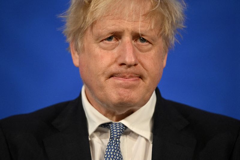 &copy; Reuters. FILE PHOTO: Britain's Prime Minister Boris Johnson holds a news conference in response to the publication of the Sue Gray report Into "Partygate", at Downing Street in London, England May 25, 2022. Leon Neal/Pool via REUTERS/File Photo