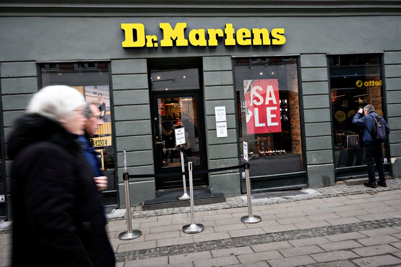 &copy; Reuters. General view of an entrance of a Dr. Martens store as it reopens amid the coronavirus disease (COVID-19) pandemic in Copenhagen, Denmark March 1, 2021. Ritzau Scanpix/Philip Davali via REUTERS /File Photo