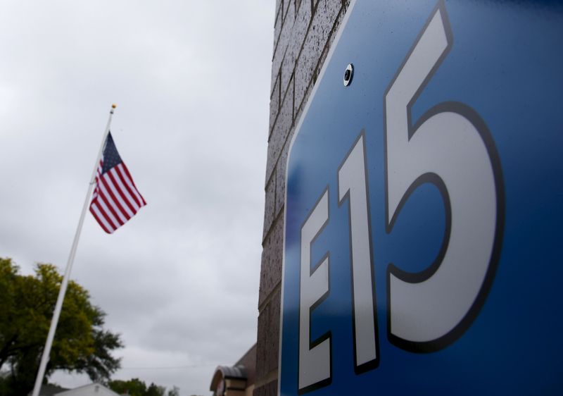 &copy; Reuters. Placa de E15, gasolina com 15% de etanol, em posto no Iowa, EUA. 
17/05/2015   
REUTERS/Jim Young