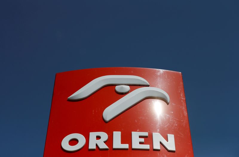 &copy; Reuters. FILE PHOTO: The logo of PKN Orlen, Poland's top oil refiner, is pictured at a petrol station in Warsaw, Poland, April 25, 2019. REUTERS/Kacper Pempel