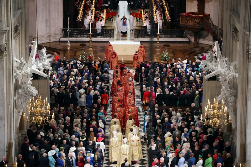 © Reuters. A general view of the National Service of Thanksgiving at St Paul's Cathedral, during Britain's Queen Elizabeth's Platinum Jubilee celebrations, in London, Britain, June 3, 2022. Dan Kitwood/Pool via REUTERS